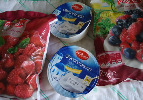 Los ingredientes para el helado de yogur