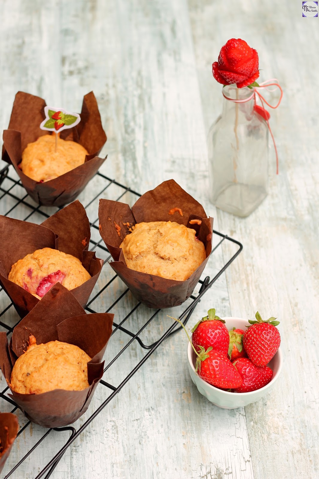 Muffins de fresa y plátano Ni Blanco Ni en Botella