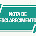 NOTA DE ESCLARECIMENTO
