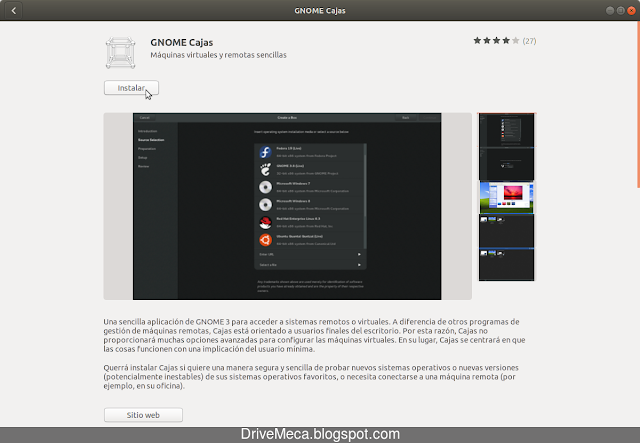 Instalamos Gnome Cajas dando click al boton Instalar Instalamos Gnome Cajas dando click al boton Instalar