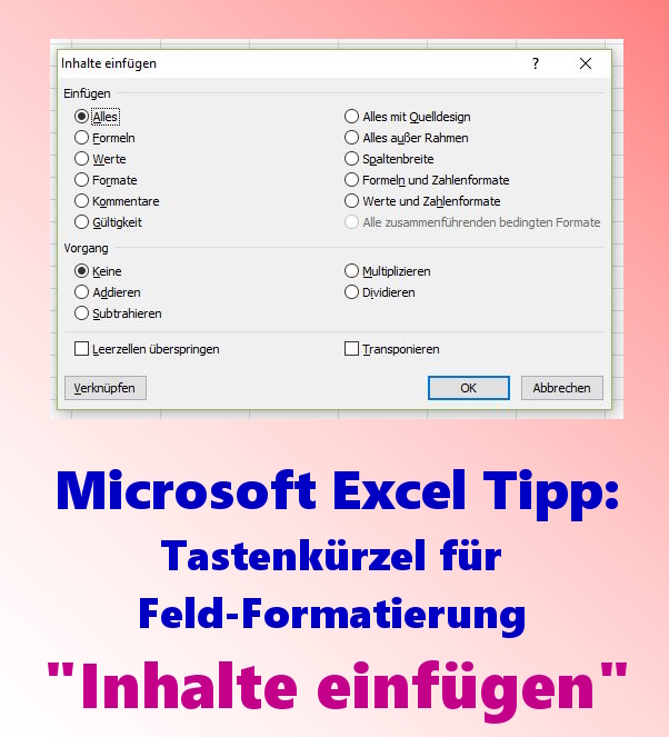 Kathrins Blog Excel Tipp Tastenkurzel Fur Feld Formatierung Inhalte Einfugen