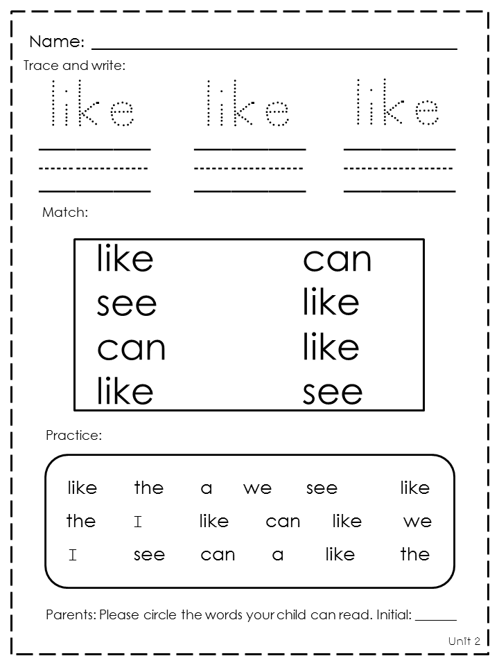 The Teacher's Toolbox: Easy-to-use printables for Kindergarten Sight-words