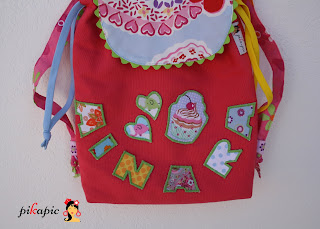 Detalle mochila de tela personalizada Ainara Pikapic 