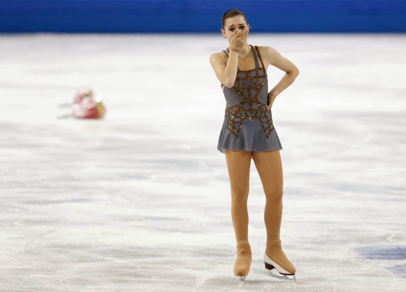 Sotnikova er overvældet af følelser efter et stærkt langt program ved Vinter OL 2014