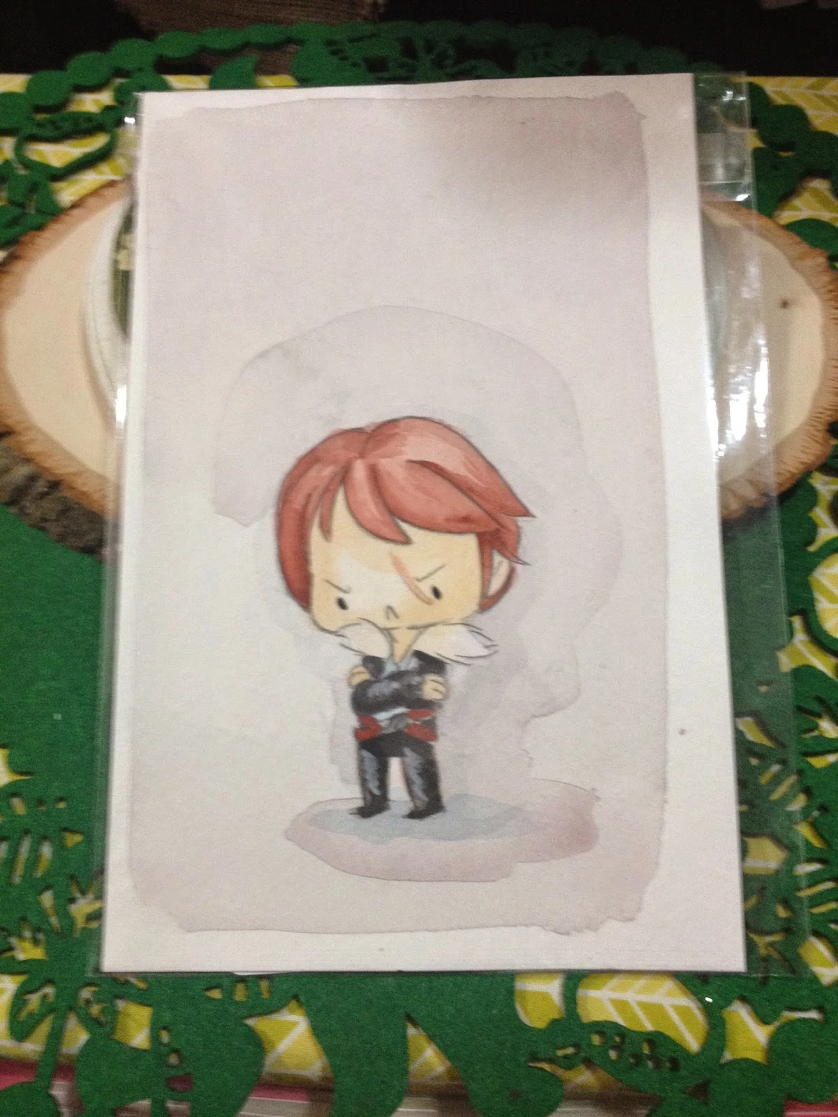 Sulky Chibi Squall Watercolor