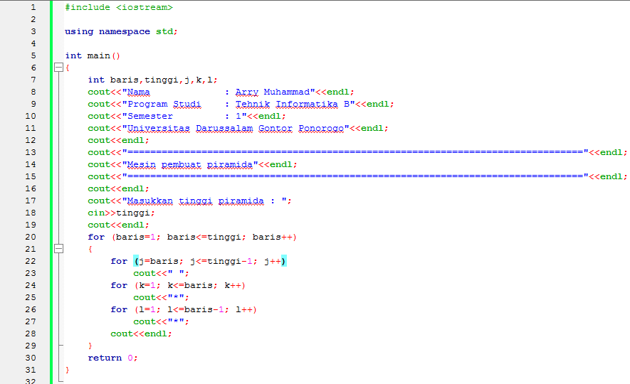 Tinta Labil: Membuat Piramida dengan C++