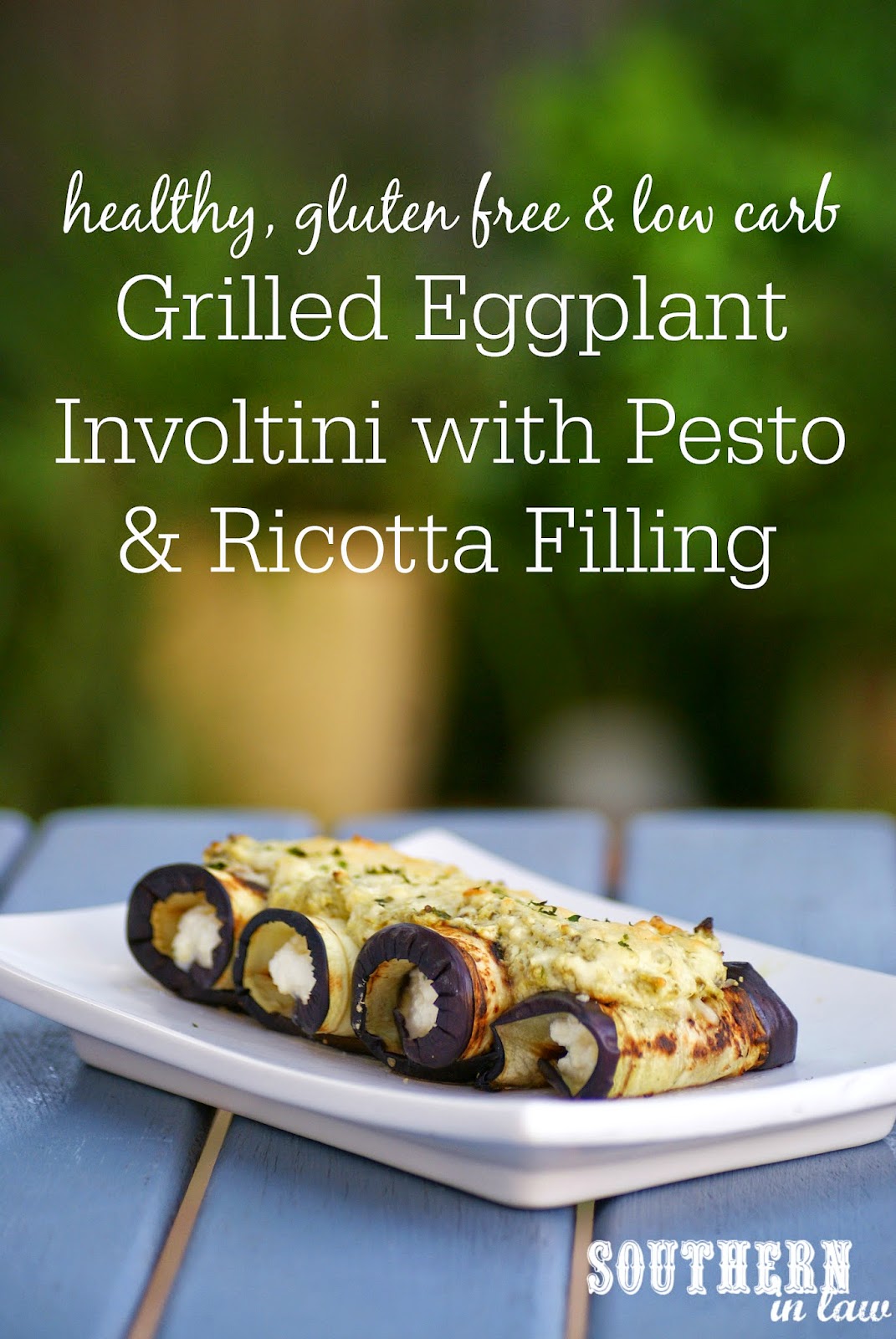 Healthy Eggplant Involtini Recipe with Ricotta and Pesto - healthy, low fat, low carb, gluten free, egg free