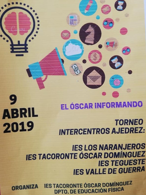Curso académico 2018-2019: Torneo intercentro de AJEDREZ del IES Tacoronte - Óscar Domínguez.