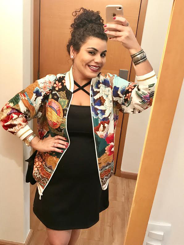 jaqueta bomber com vestido