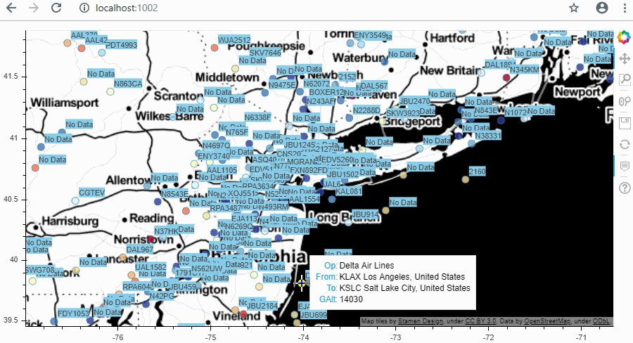 Realtime Flight Tracking with Pandas and Bokeh