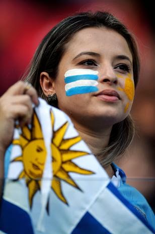 World Cup Brazil 2014: sexy hot girls football fan, beautiful woman supporter of the world. Pretty amateur girls, pics and photos  Uruguay uruguayas