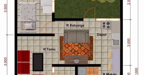 Koleksi Denah Rumah  Minimalis  Ukuran  7x12  meter