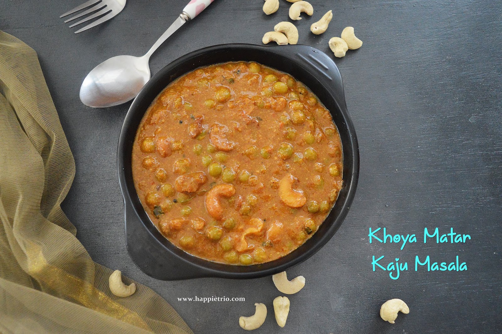 Khoya Matar Kaju Masala Recipe Restaurant Style Green Peas Cashew