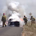 Lamborghini burns during a Test Drive