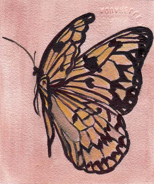 Bunny's Artwork Butterfly In Flight Watercolor Painting