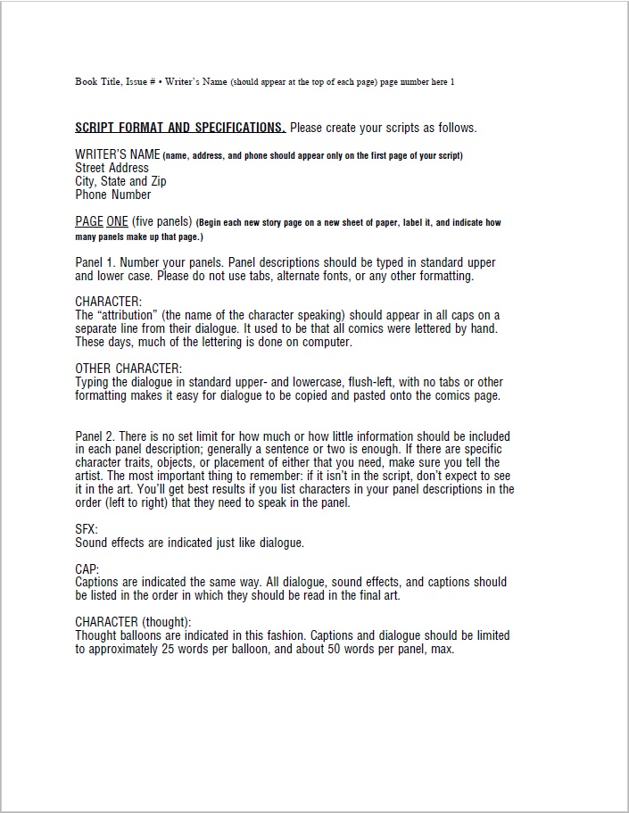 kenny porter how to easily format a comic book script