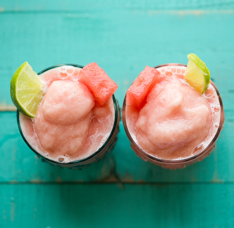 two watermelon frosty cups