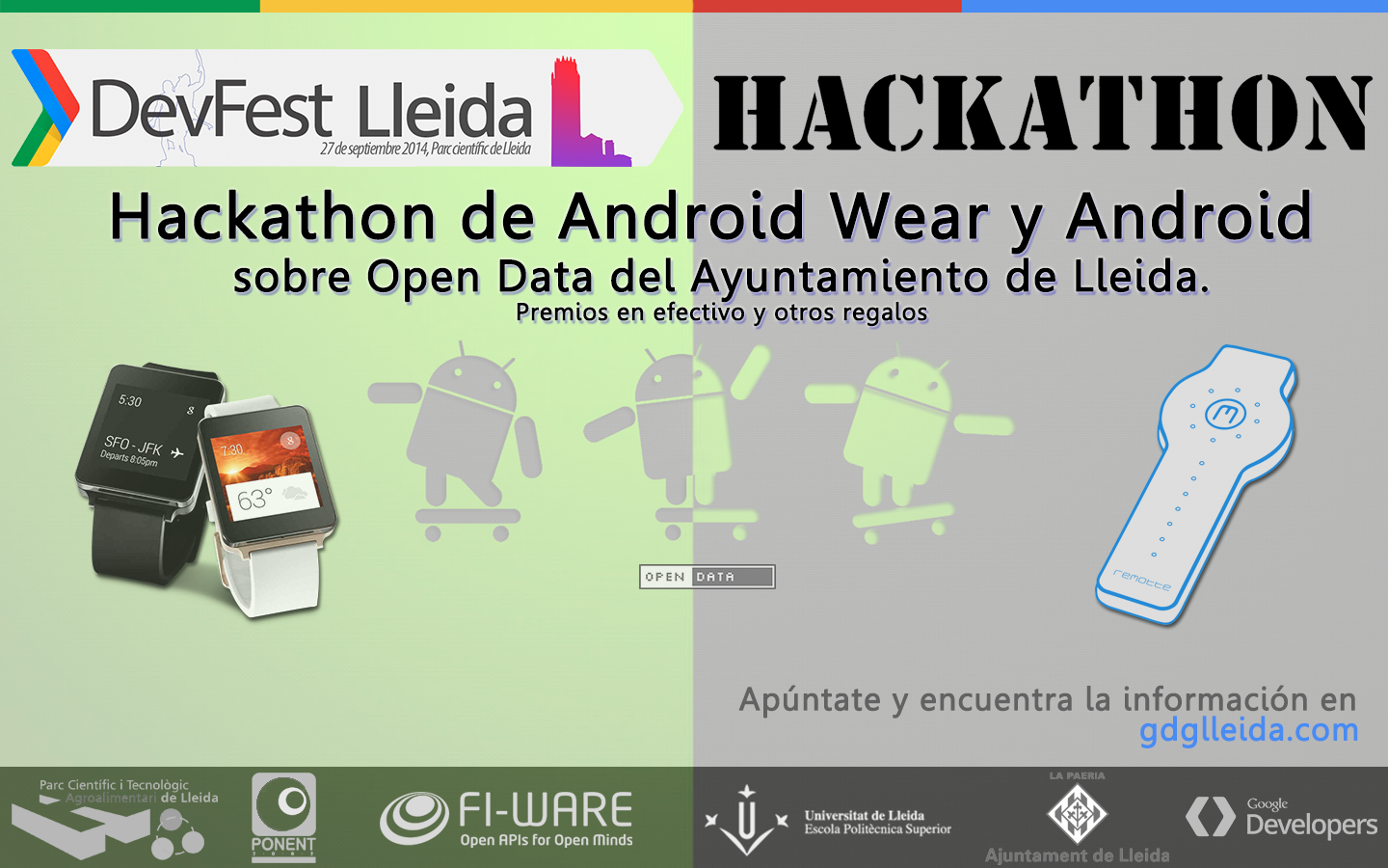 #Hackathon #Android #Wear y #OpenData con @FIWARE en el Devfest #Lleida 2014