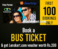 Rs. 200 LensKart Voucher on Bus Booking of Rs. 500