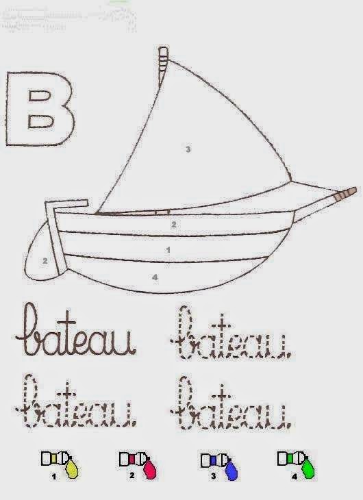 Coloriages Magiques L'abécédaire Bateau  Coloriage Magique CP