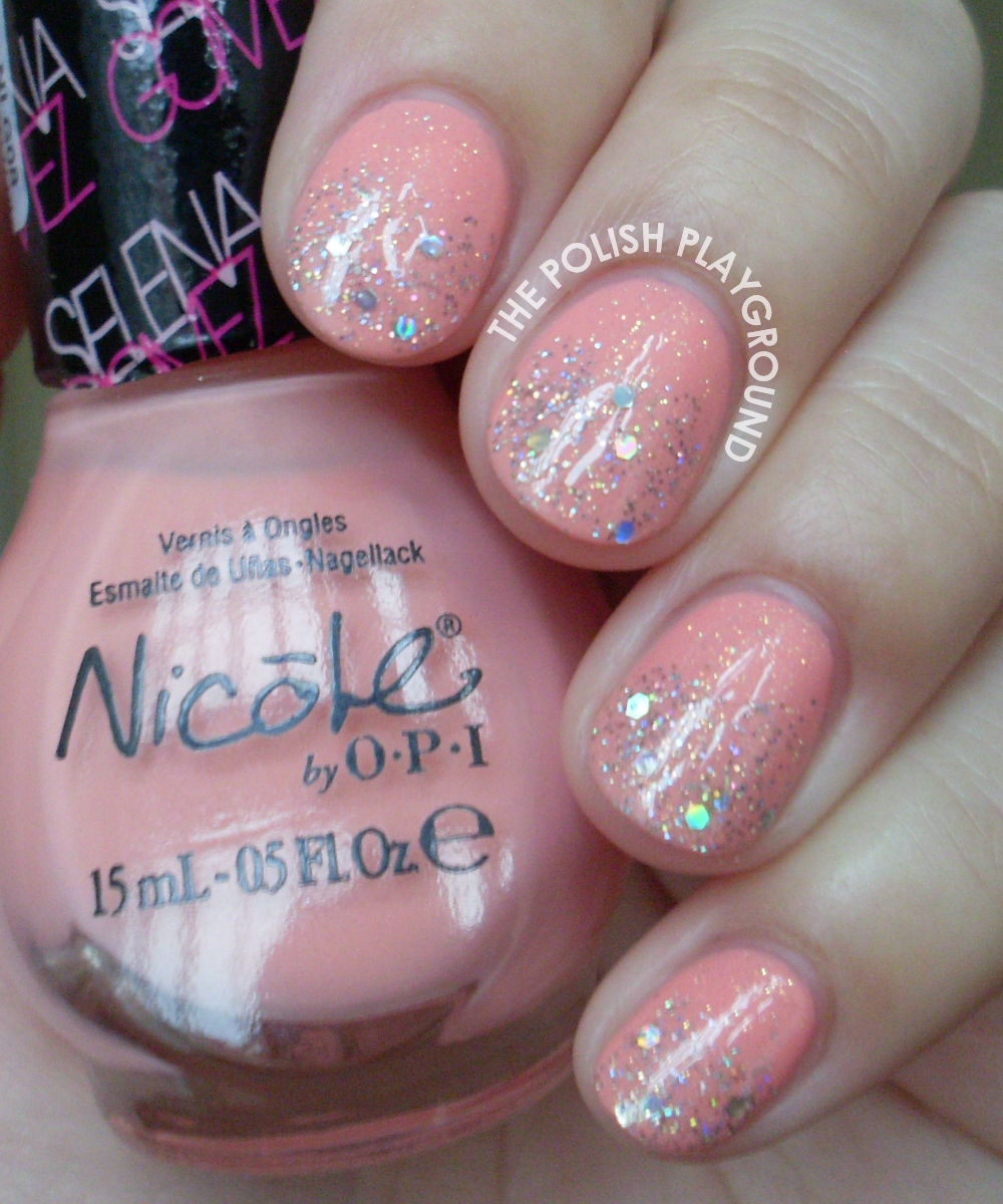 Pink and Silver Glitter Gradient Nail Art