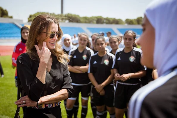 Queen Rania of Jordan met with female football players in the Under 17 Women’s National Football Team