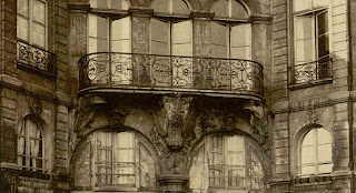 Balcon sur cour du 27 rue Lhomond à Paris vers 1900, photo de Atget