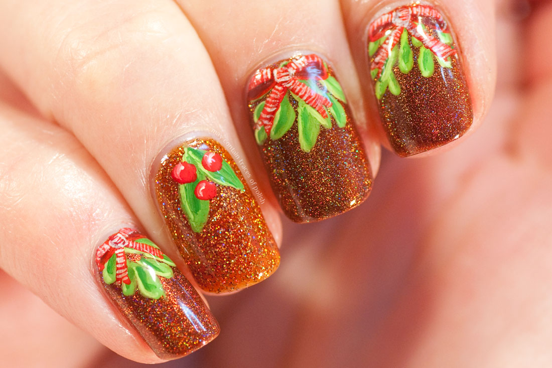 Mistletoe Nail Art Christmas Design Manicure