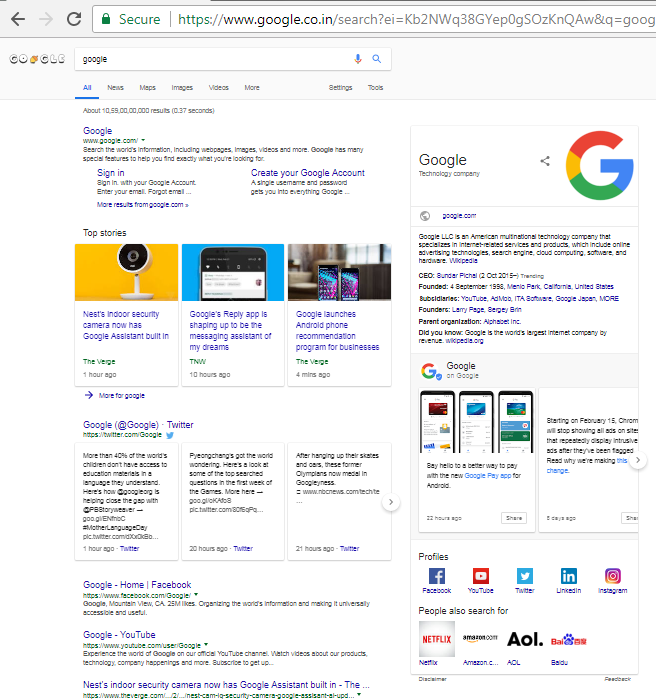 SEO Services, Semantic SEO Services, Google Penalty Recovery Services, Modern SEO Services -By-Omkara Marketing Services, A Digital Marketing Company Structured Data Markup Result showing complete Knowledge Graph for a Corporation-By Omkara Marketing Services, A SEO Company, Semantic SEO, Digital Marketing Company