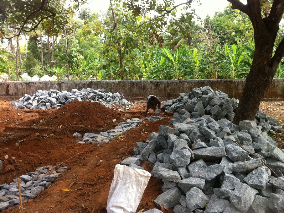 LIJOY JOHNSON VILLA Karuvannur Dry Rubble masonry for Foundation