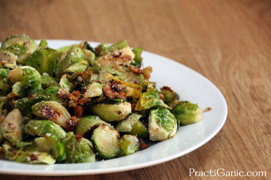 Lemon Roasted Brussel Sprouts with Walnuts PractiGanic Vegetarian