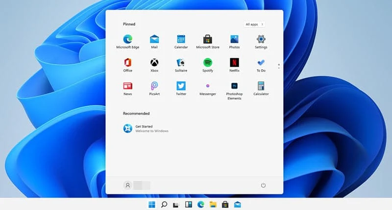 Windows 11 Start Menu (Light Mode)