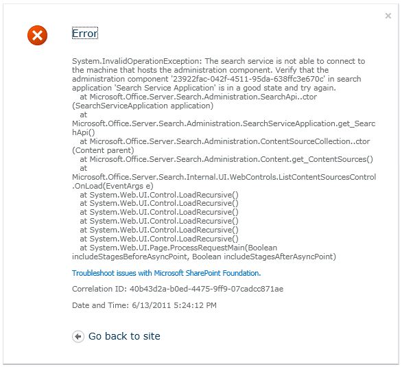 SharePoint 2010 - Search Error - The search service is not able to ...