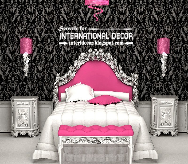 luxury bedroom decorating ideas designs furniture 2015, luxury pink bed black wallpaper