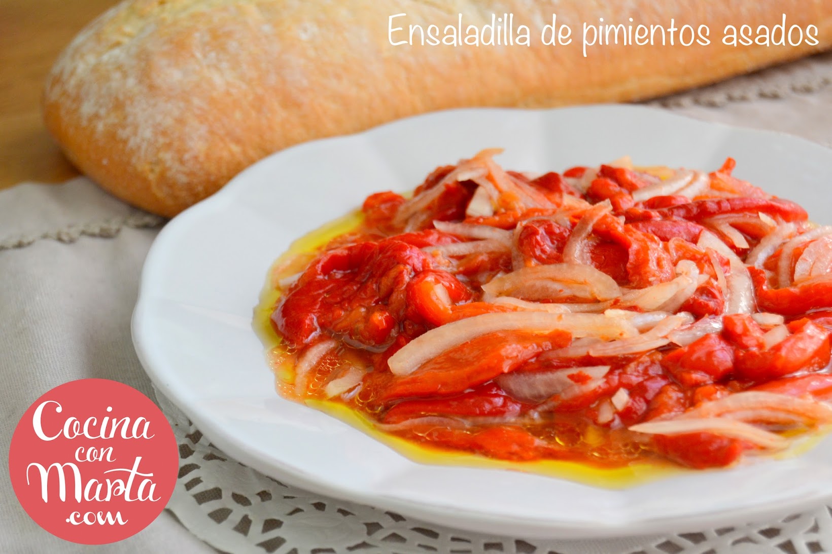 ensaladilla de pimientos asados, pimientos rojos, receta, Málaga, receta típica malagueña, sana, cocina con marta