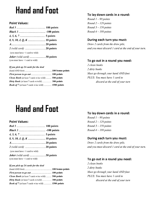 Hand And Foot Rules 89