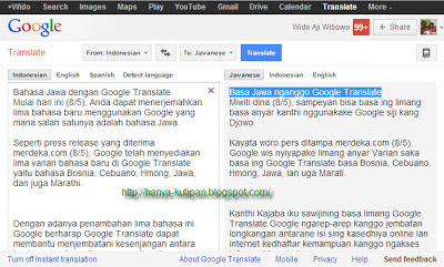 Bahasa Jawa dengan Google Translate
