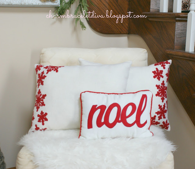 winter white DIY Christmas red snowflake pillow
