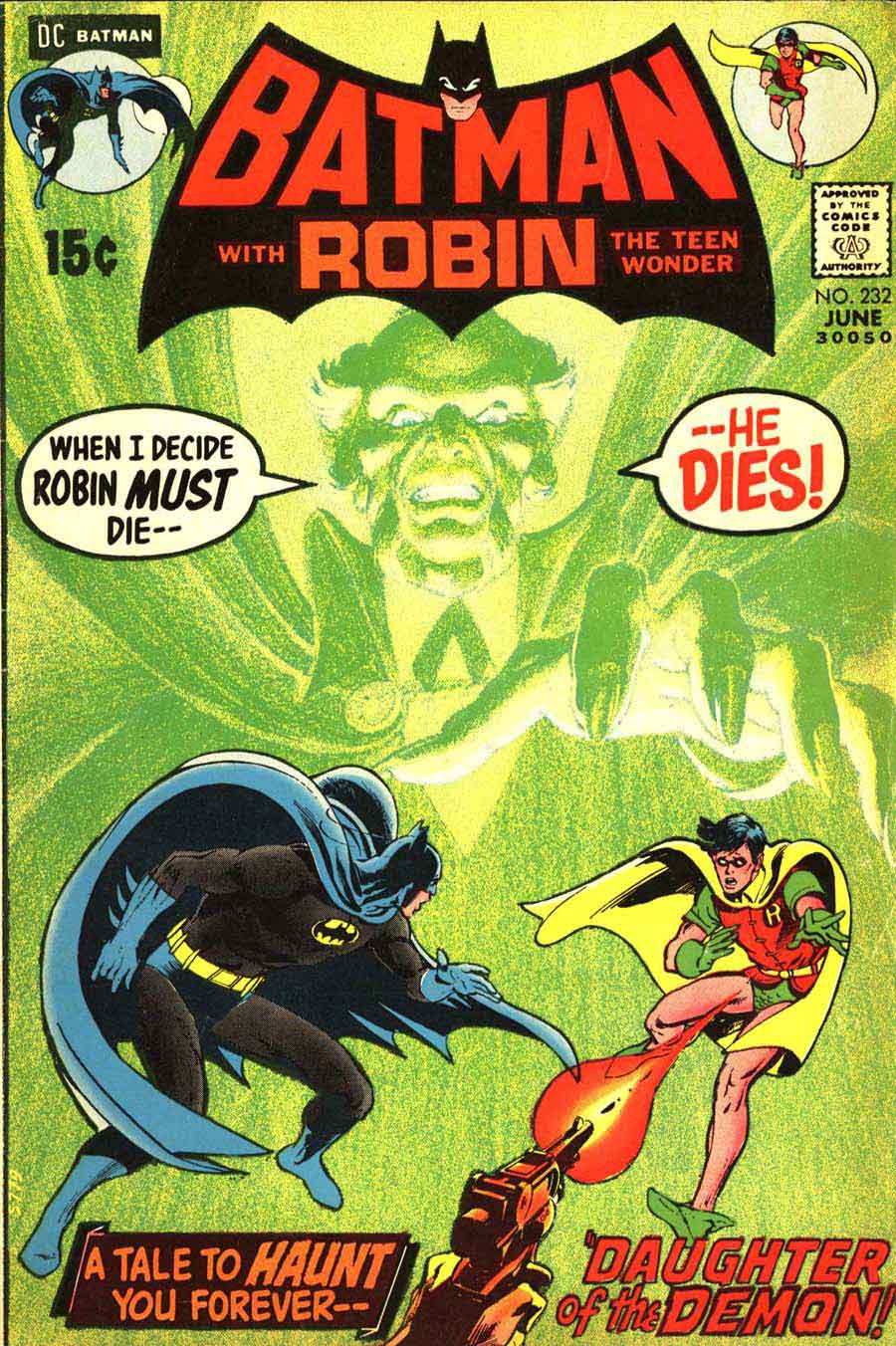 Batman #232 bronze age 1970s dc ras al ghul comic book cover art by Neal Adams