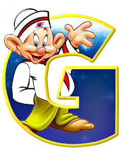 Alfabeto de personajes Disney con letras grandes G Mudito. 