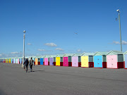 Sky over beach huts. It's awful weather so here's a lovely blue sky from . (sky beach huts )