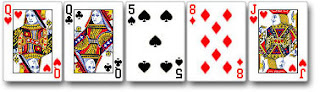 List hand card in playing poker online