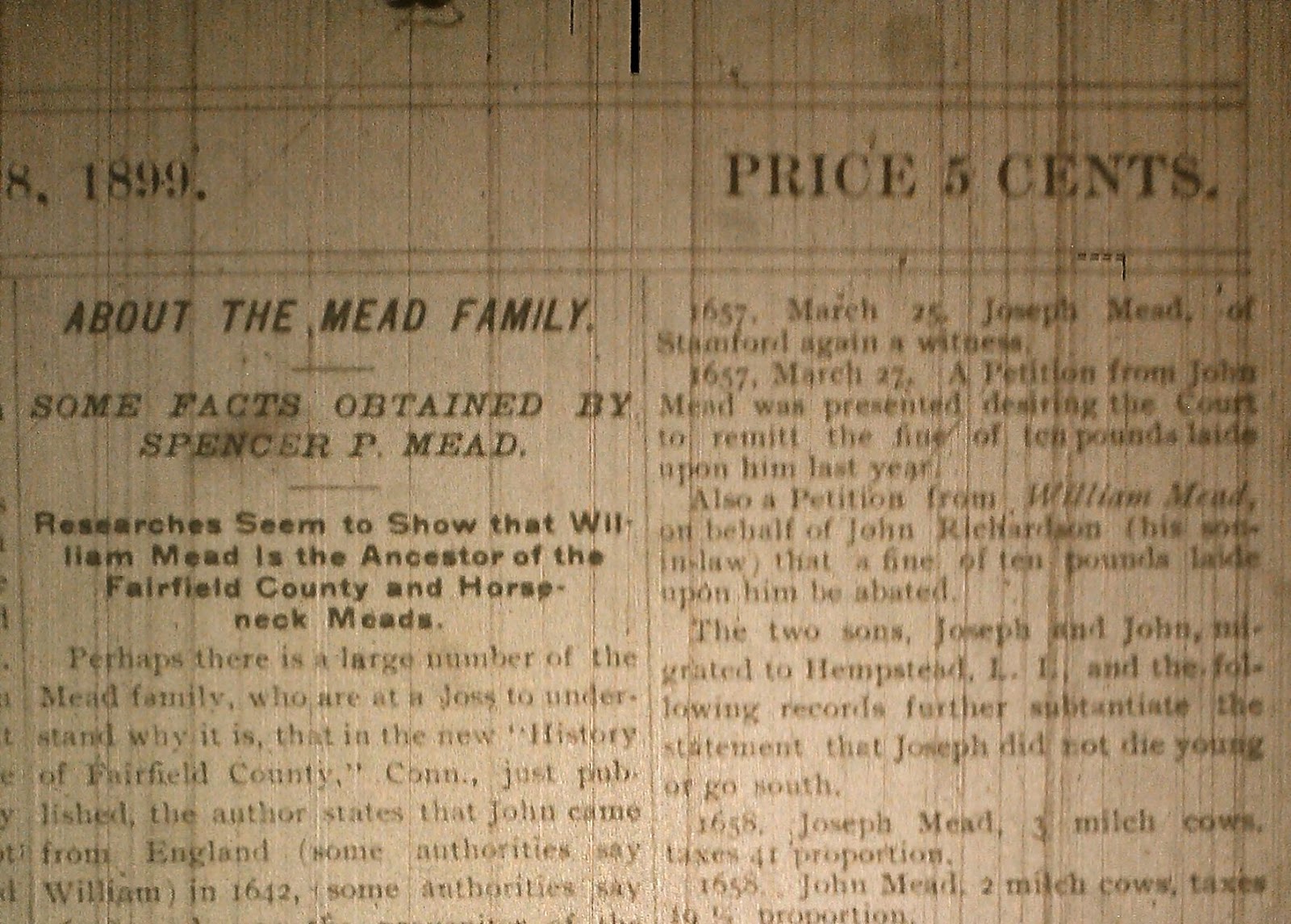 Hallowed Grounds & History About the Mead Family. Some Facts Obtained