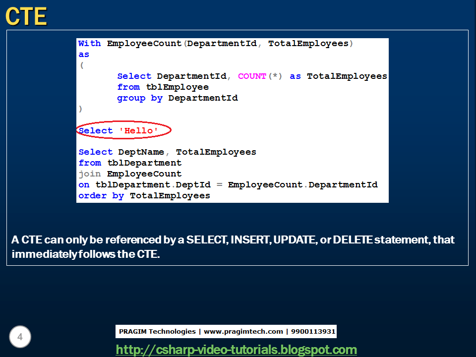 Sql Server And C Video Tutorial Part 49 CTE