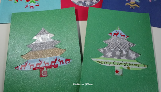 Bulles de Plume DIY Cartes de Noël masking tape