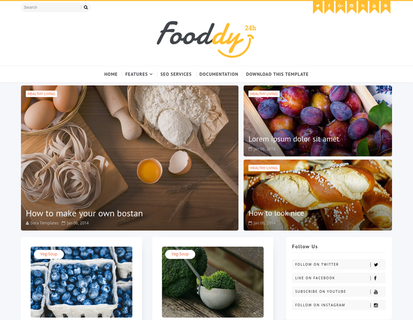 Fooddy Blogger Template