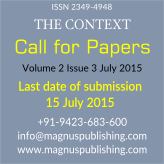 Call for Papers The Context  Volume 2 Issue 3