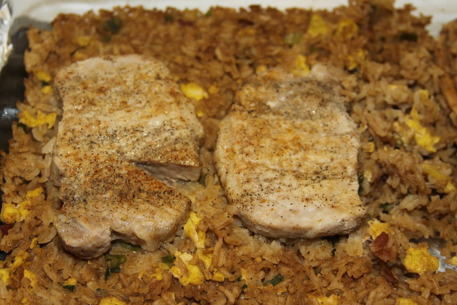 LSU Cajun Girl Pork Chops and Fried Rice