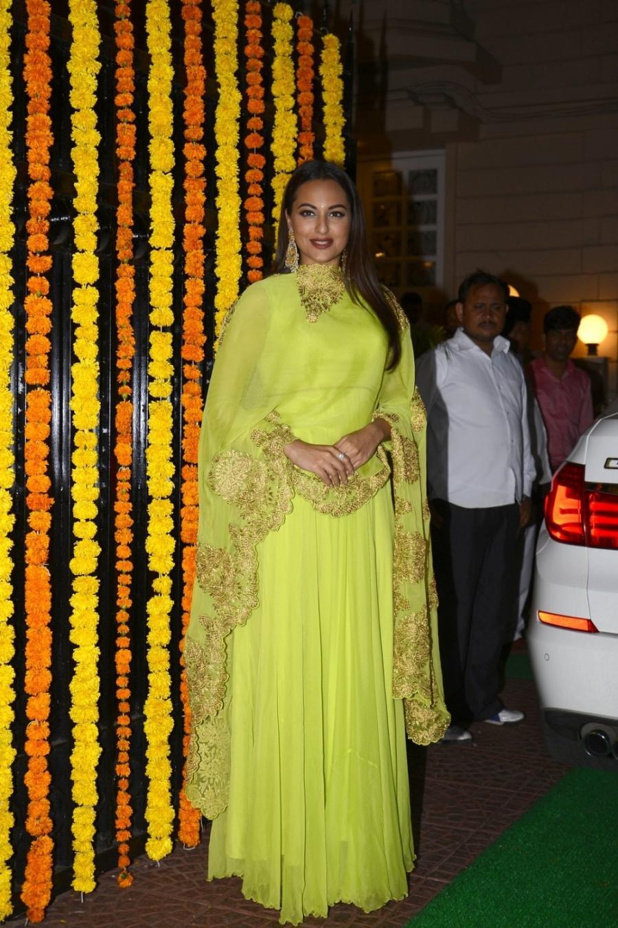 Sonakshi Sinha In Green Dress At Ekta Kapoor Diwali Party