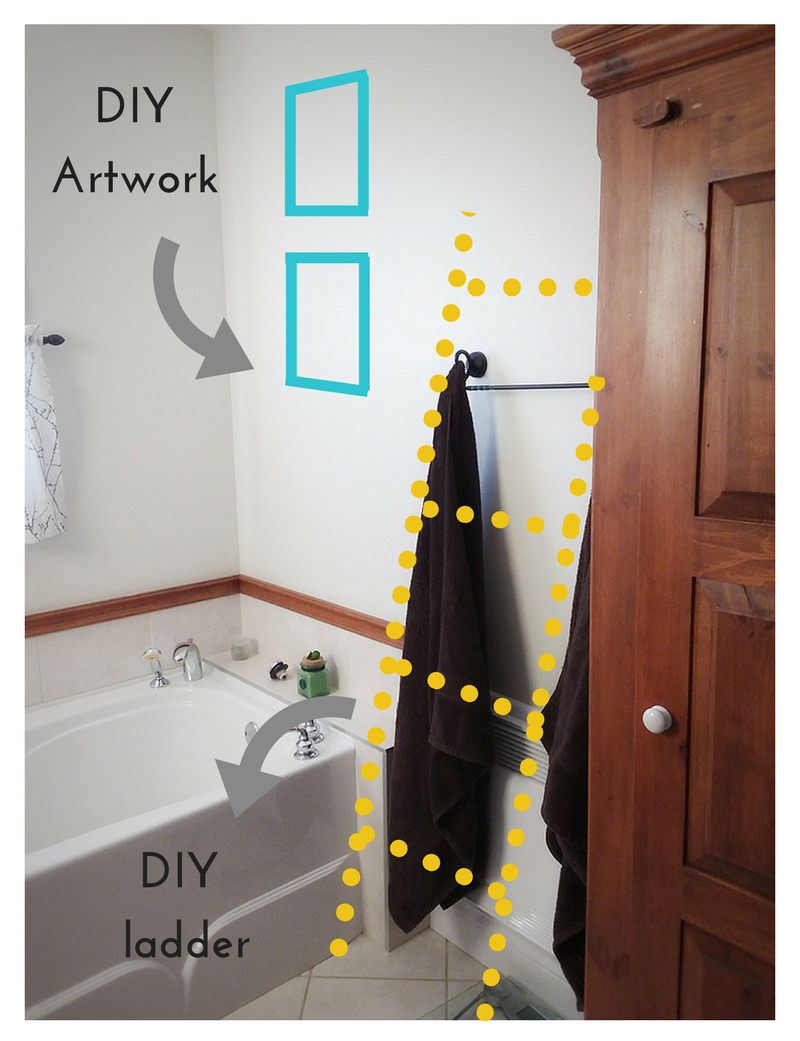DIY | $100 Room Challenge | bathroom makeover | ladder